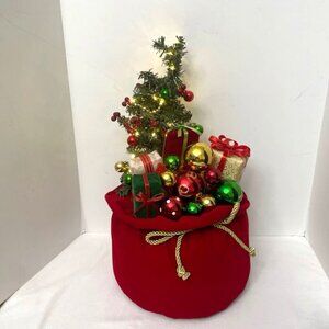Bronner’s Pre-Lit Christmas Tree in Plush Bag w/ Ornaments & Presents Battery Op